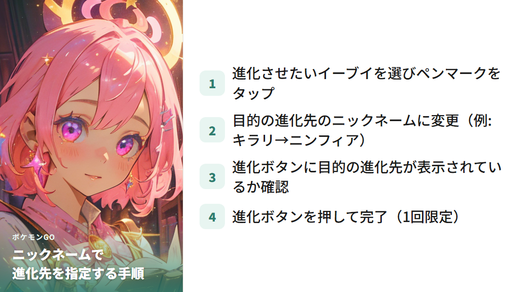 ニックネームを使ってイーブイの進化先を名前で指定する方法（1回限定の裏ワザ）