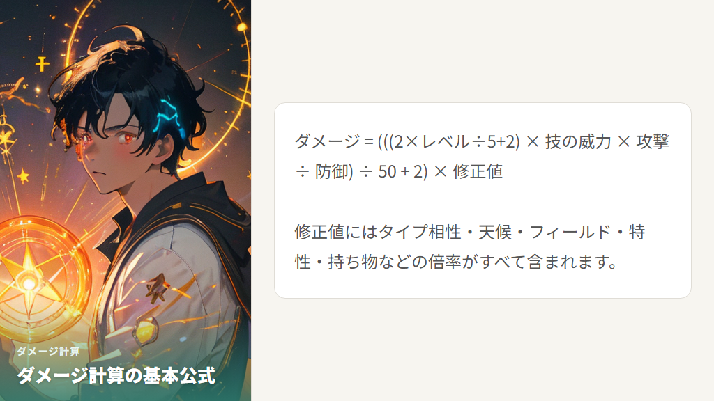 ダメージ計算の基本公式とパラメータの見方