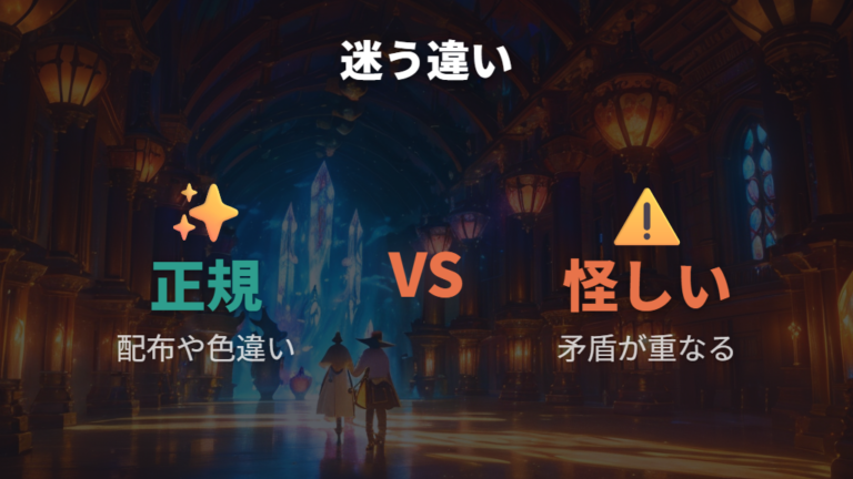 正規の色違いや配布個体との違いはどこで迷うか