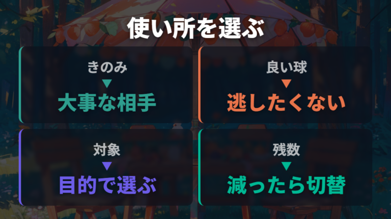 きのみと優先度でボール消費を抑える