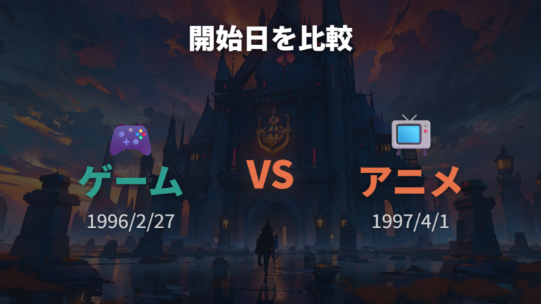 ゲームとアニメの時系列を表で比較する