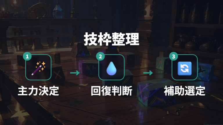 覚える技と採用候補を確認して技枠を絞る