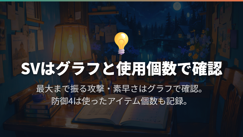 SVはアイテムで振り、グラフと使用個数で確認する