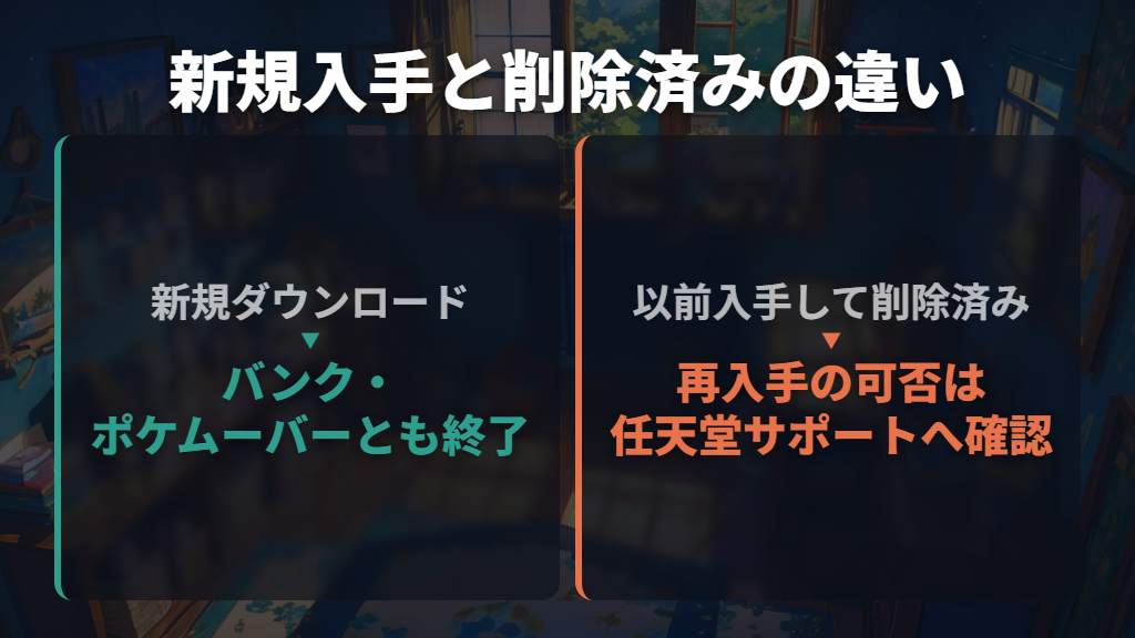今から新規ダウンロードはできない？削除済みの場合との違い