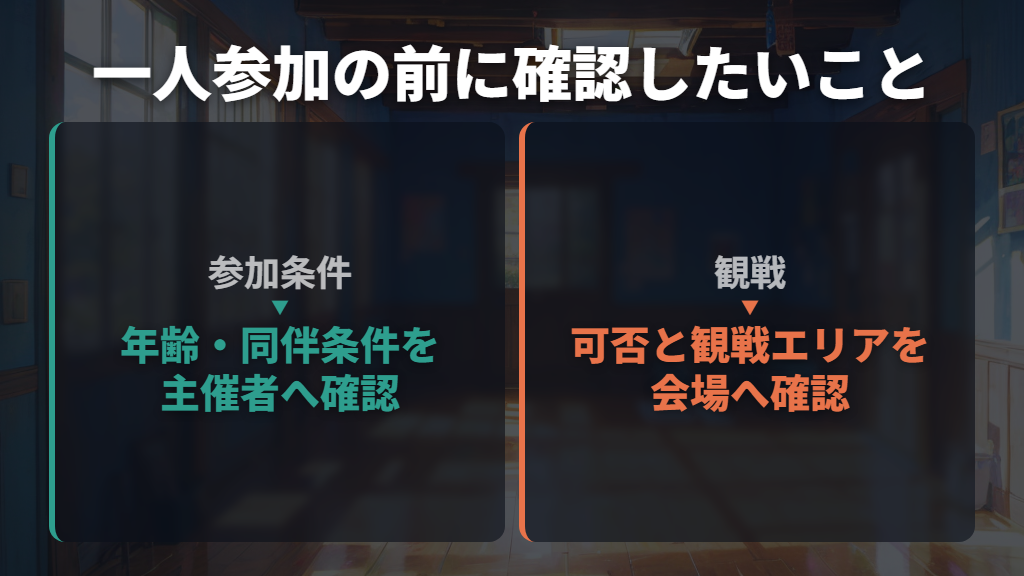 一人参加が不安なら、主催者への事前相談や観戦を選ぶ