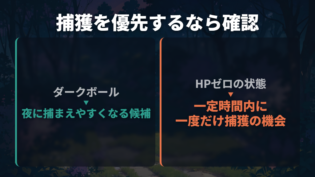 捕まえやすさ重視なら夜のダークボールも候補